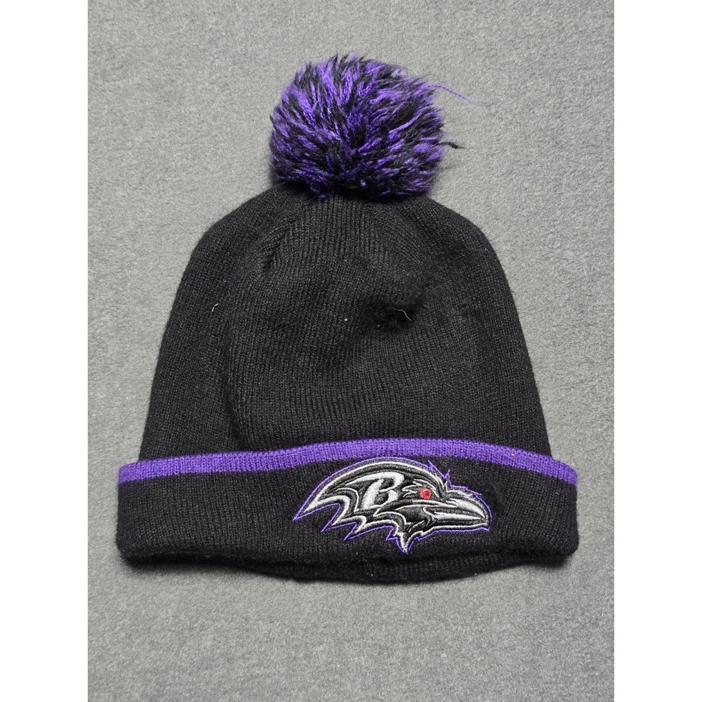 Baltimore Ravens NFL '47 Brand Purple & Black Knit Beanie Pom‎ Pom Hat